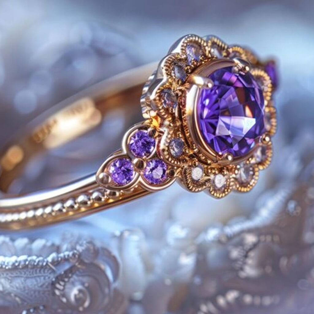 purple gold, engagement ring, bespoke jewellery