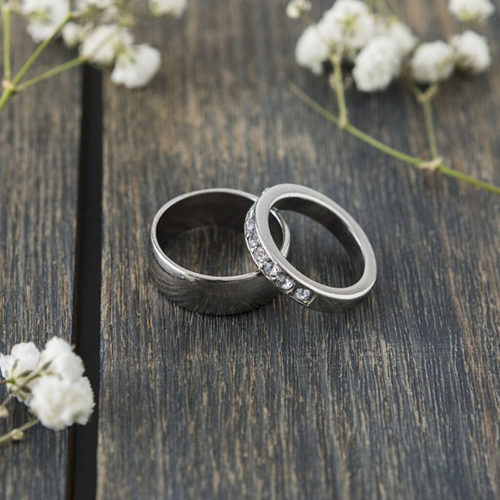 wedding rings, platinum, 18ct gold